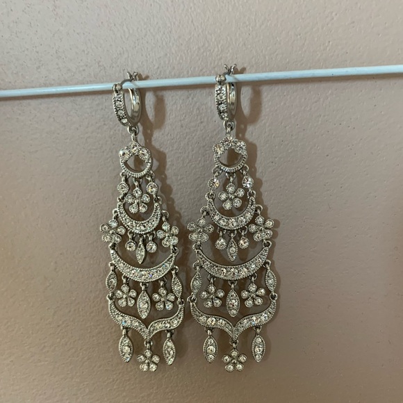 Silver beaded dangle earrings NWOT - Picture 1 of 3
